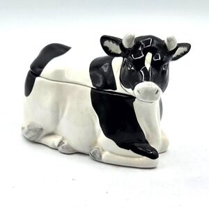 Vintage Otagiri Ceramic Holstien Cow Sugar Bowl No Spoon